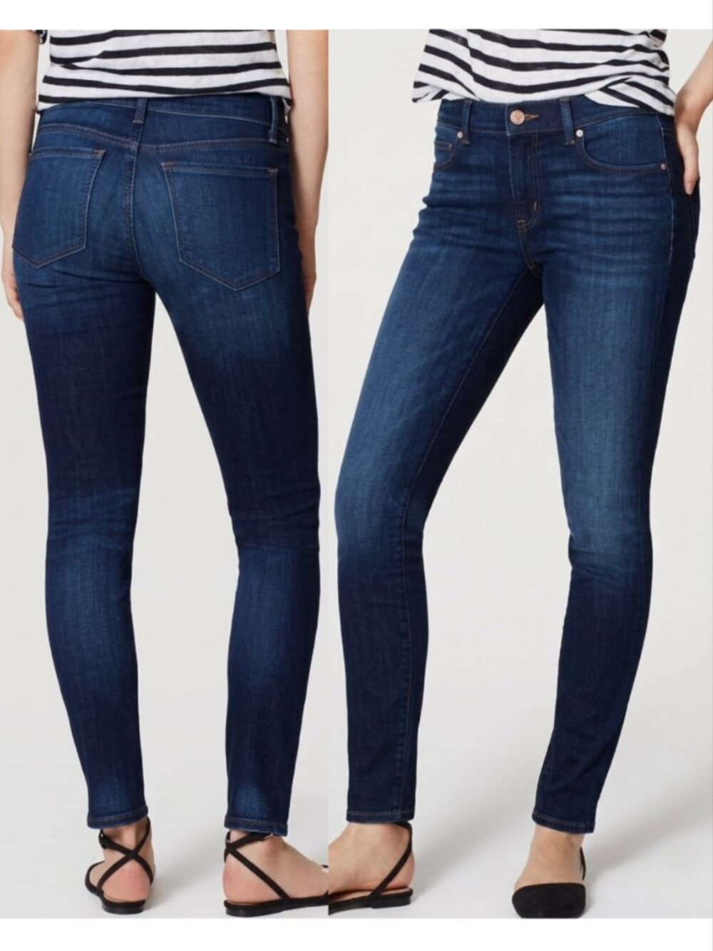 ANN TAYLOR LOFT Modern Skinny Jeans Dark Wash Zip Fly Full Length sz 4 / 27 W27